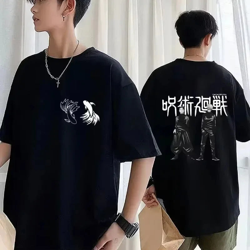 Camiseta Oversize Jujutsu Kaisen – Satoru Gojo & Suguru Geto