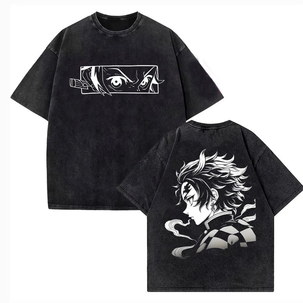 Camiseta Oversize Demon Slayer – Tanjiro Kamado Black Edition